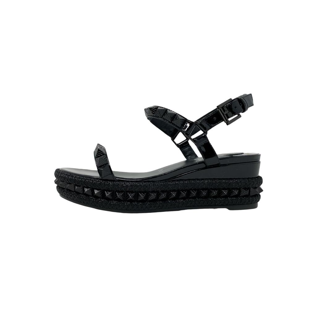 Christian Louboutin Pyraclou 60 Black Patent Spike Wedges 37